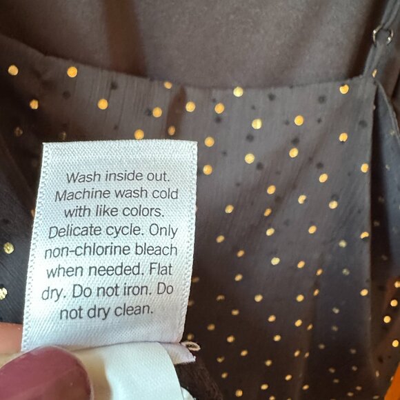 Nine West Black & Gold Polka Dot V-Neck Cami | Lined • Adjustable Straps - Small - Picture 7 of 8